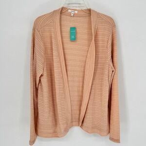 Maurices Cardigan Peach Orange Open Front Knit Sweater Plus Size 1X Feminine New